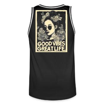Vibes great Life tattoo - Men's Basketball Jersey - black/white - Back - AI Model Male 185 dark (185cm)
