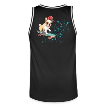 Bouledogue à roulettes avec casquette - Maillot de basket Homme - noir/blanc - Dos - AI Model Male 185 dark (185cm)