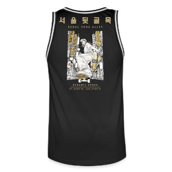Korea Seoul South Korea Vintage Streetwear Design - Men's Basketball Jersey - black/white - Back - AI Model Male 185 dark (185cm)