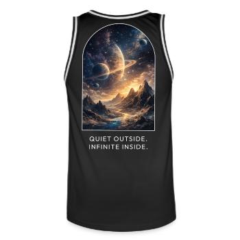 Silence dehors. Infini à l’intérieur. - Maillot de basket Homme - noir/blanc - Dos - AI Model Male 185 dark (185cm)