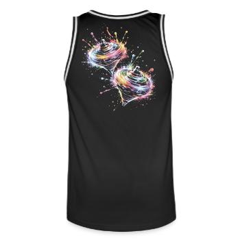 Mehrfarbige Drehkerle-Splash-Kunst - Männer Basketball-Trikot - Schwarz/Weiß - Hinten - AI Model Male 185 dark (185cm)