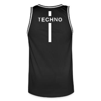 Techno Religion – Techno-Rave-Outfit - Männer Basketball-Trikot - Schwarz/Weiß - Hinten - AI Model Male 185 dark (185cm)