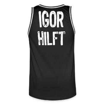 Igor helps - Men's Basketball Jersey - black/white - Back - AI Model Male 185 dark (185cm)