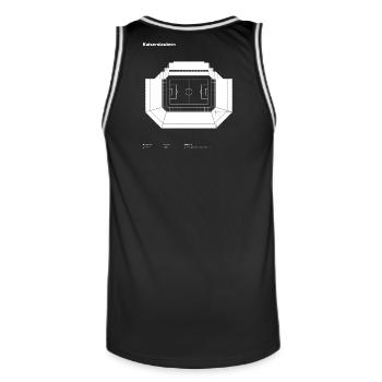 Kaiserslautern Betzenberg Stadion - Männer Basketball-Trikot - Schwarz/Weiß - Hinten - AI Model Male 185 dark (185cm)