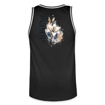 Éclaboussure aquarelle aux lys - Maillot de basket Homme - noir/blanc - Dos - AI Model Male 185 dark (185cm)