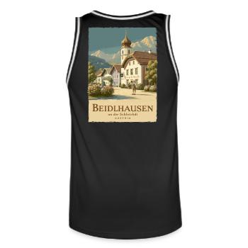 Beidlhausen Poster - Alpen Dorfharmonie - Männer Basketball-Trikot - Schwarz/Weiß - Hinten - AI Model Male 185 dark (185cm)