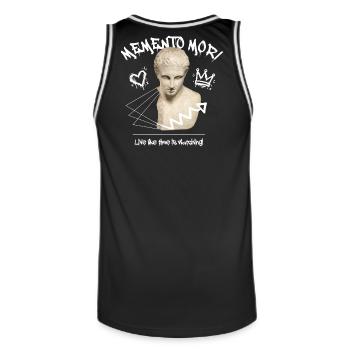Memento Mori Streetwear - Männer Basketball-Trikot - Schwarz/Weiß - Hinten - AI Model Male 185 dark (185cm)
