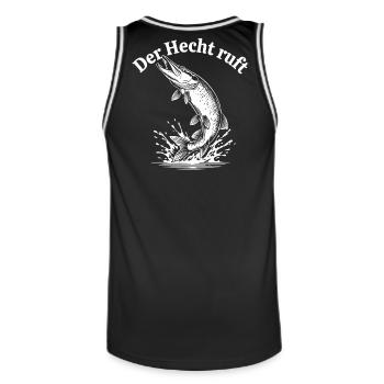 Der Hecht ruft – Spritzige Pike Illustration - Männer Basketball-Trikot - Schwarz/Weiß - Hinten - AI Model Male 185 dark (185cm)