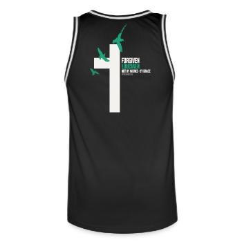FORGIVEN Kreuz Tauben Weiß Grace Vers - Männer Basketball-Trikot - Schwarz/Weiß - Hinten - AI Model Male 185 dark (185cm)