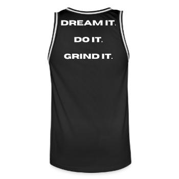 Dream It, Do It, Grind It l LateNightgrind - Männer Basketball-Trikot - Schwarz/Weiß - Hinten - AI Model Male 185 dark (185cm)