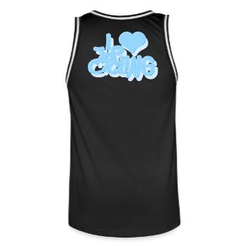 I_love_Cycling_babyblau - Men's Basketball Jersey - black/white - Back - AI Model Male 185 dark (185cm)