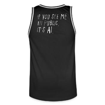 If You See Me In Public It's AI Minimal - Men's Basketball Jersey - black/white - Back - AI Model Male 185 dark (185cm)