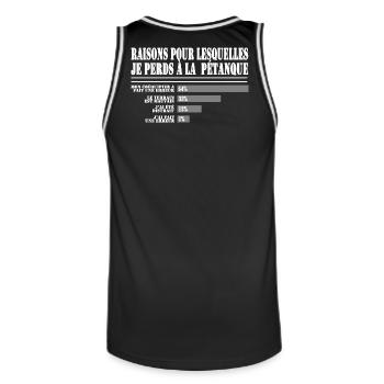 Raisons de Perdre à la Pétanque pour les Fans  - Maillot de basket Homme - noir/blanc - Dos - AI Model Male 185 dark (185cm)