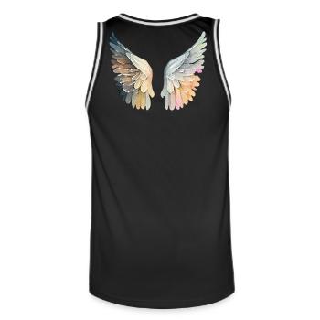 Kunstvolle pastellfarbene Engelsflügel - Männer Basketball-Trikot - Schwarz/Weiß - Hinten - AI Model Male 185 dark (185cm)