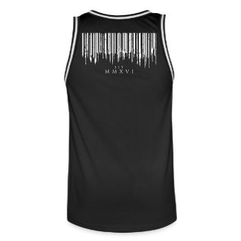 Barcode Tropfen White Est. MMXVI - Männer Basketball-Trikot - Schwarz/Weiß - Hinten - AI Model Male 185 dark (185cm)