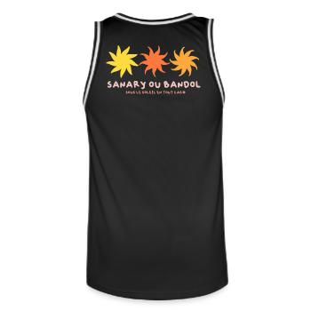 Sanary ou Bandol , sous le soleil en tout cas - Maillot de basket Homme - noir/blanc - Dos - AI Model Male 185 dark (185cm)
