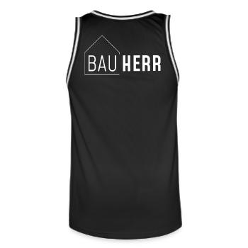 Bauherr mit Haus ohne Jahreszahl /hell - Männer Basketball-Trikot - Schwarz/Weiß - Hinten - AI Model Male 185 dark (185cm)