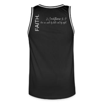 Foi - 2 Corinthiens 5:7 Conception chrétienne - Maillot de basket Homme - noir/blanc - Dos - AI Model Male 185 dark (185cm)