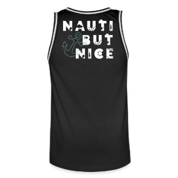 Nauti mais gentil – Cadeau de jeux de mots à la voile - Maillot de basket Homme - noir/blanc - Dos - AI Model Male 185 dark (185cm)
