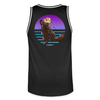 Loutre Rétro - Maillot de basket Homme - noir/blanc - Dos - AI Model Male 185 dark (185cm)