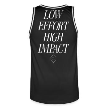 Low Effort, High Impact - Männer Basketball-Trikot - Schwarz/Weiß - Hinten - AI Model Male 185 dark (185cm)