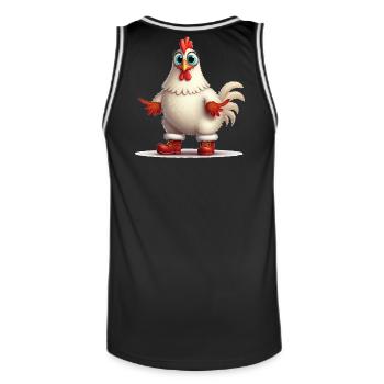 Poule fougueuse avec bottes - Maillot de basket Homme - noir/blanc - Dos - AI Model Male 185 dark (185cm)