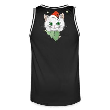Katze mit Weihnachtsbaum - Männer Basketball-Trikot - Schwarz/Weiß - Hinten - AI Model Male 185 dark (185cm)