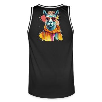 lama, alpaga, lama swag - Maillot de basket Homme - noir/blanc - Dos - AI Model Male 185 dark (185cm)
