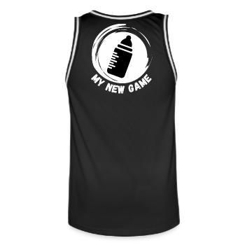 Biberon, le jeu des nouveaux parents - Maillot de basket Homme - noir/blanc - Dos - AI Model Male 185 dark (185cm)