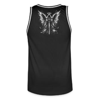 Flügel-Schwert Illustration - Männer Basketball-Trikot - Schwarz/Weiß - Hinten - AI Model Male 185 dark (185cm)