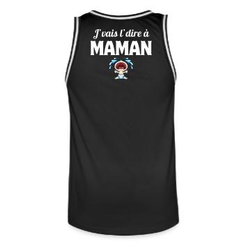 J'vais l'dire à maman, enfant, mère - Maillot de basket Homme - noir/blanc - Dos - AI Model Male 185 dark (185cm)