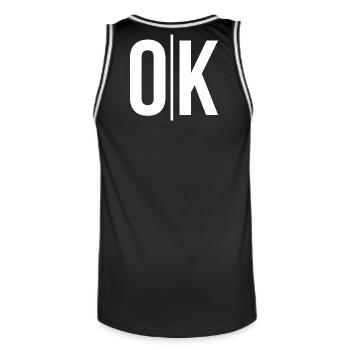 Clear OK Typo on Black - Men's Basketball Jersey - black/white - Back - AI Model Male 185 dark (185cm)