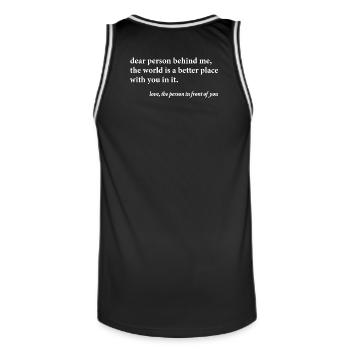 Chère personne derrière moi – Citation positive - Maillot de basket Homme - noir/blanc - Dos - AI Model Male 185 dark (185cm)