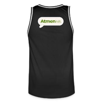 Atmen hilft – Achtsamkeitsspruch in Moosgrün - Männer Basketball-Trikot - Schwarz/Weiß - Hinten - AI Model Male 185 dark (185cm)