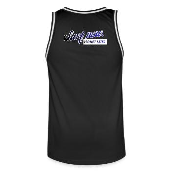 Surf now. Prompt later. Retro Design - Männer Basketball-Trikot - Schwarz/Weiß - Hinten - AI Model Male 185 dark (185cm)