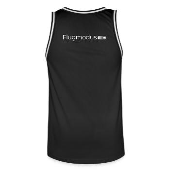 Flugmodus an. – Minimalistisches Design in Weiß - Männer Basketball-Trikot - Schwarz/Weiß - Hinten - AI Model Male 185 dark (185cm)