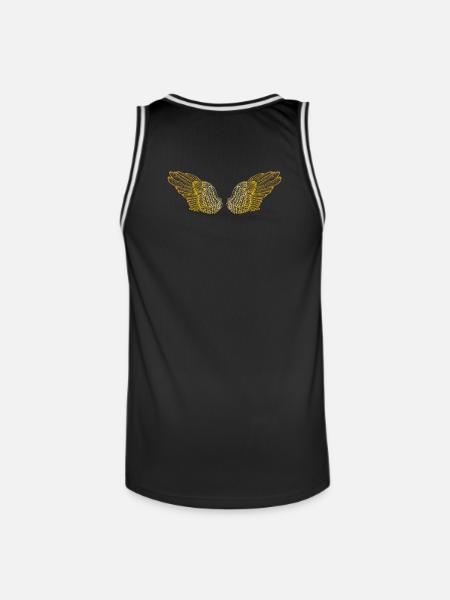 Ailes d'ange dorées duveteuses - Maillot de basket Homme - noir/blanc