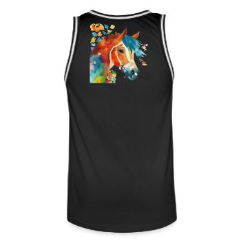Pferdeglück - Männer Basketball-Trikot - Schwarz/Weiß - Hinten - AI Model Male 185 dark (185cm)