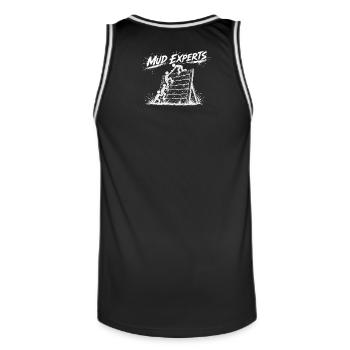 Maîtres de boue / Experts - Mur d’obstacles - Maillot de basket Homme - noir/blanc - Dos - AI Model Male 185 dark (185cm)