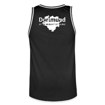 Dortmund Lokal Koordinaten Ruhrpott Ruhrgebiet - Männer Basketball-Trikot - Schwarz/Weiß - Hinten - AI Model Male 185 dark (185cm)