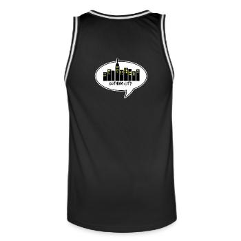 comic gotham city - Männer Basketball-Trikot - Schwarz/Weiß - Hinten - AI Model Male 185 dark (185cm)