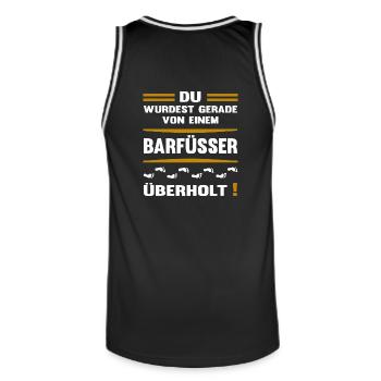 Barfuß-Boost: Jemand war schneller - Männer Basketball-Trikot - Schwarz/Weiß - Hinten - AI Model Male 185 dark (185cm)