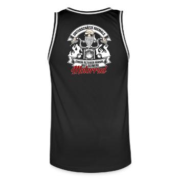 Alter Mann und Motorrad - Männer Basketball-Trikot - Schwarz/Weiß - Hinten - AI Model Male 185 dark (185cm)