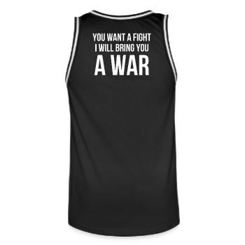 Warrior Quote Fitness - Men's Basketball Jersey - black/white - Back - AI Model Male 185 dark (185cm)