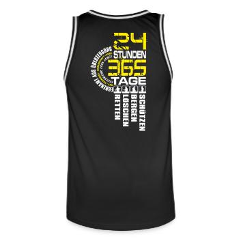 Feuerwehr - 24 Tage 365 Stunden - Männer Basketball-Trikot - Schwarz/Weiß - Hinten - AI Model Male 185 dark (185cm)