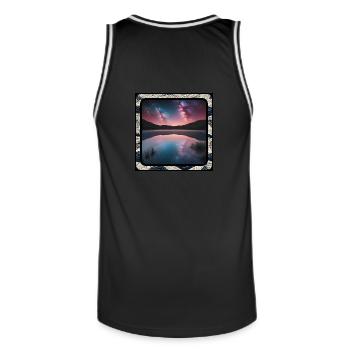 Seelandschaft mit Spiegelungen - Männer Basketball-Trikot - Schwarz/Weiß - Hinten - AI Model Male 185 dark (185cm)