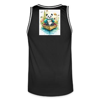 Panda Rowing Boat in Bloom - Men's Basketball Jersey - black/white - Back - AI Model Male 185 dark (185cm)