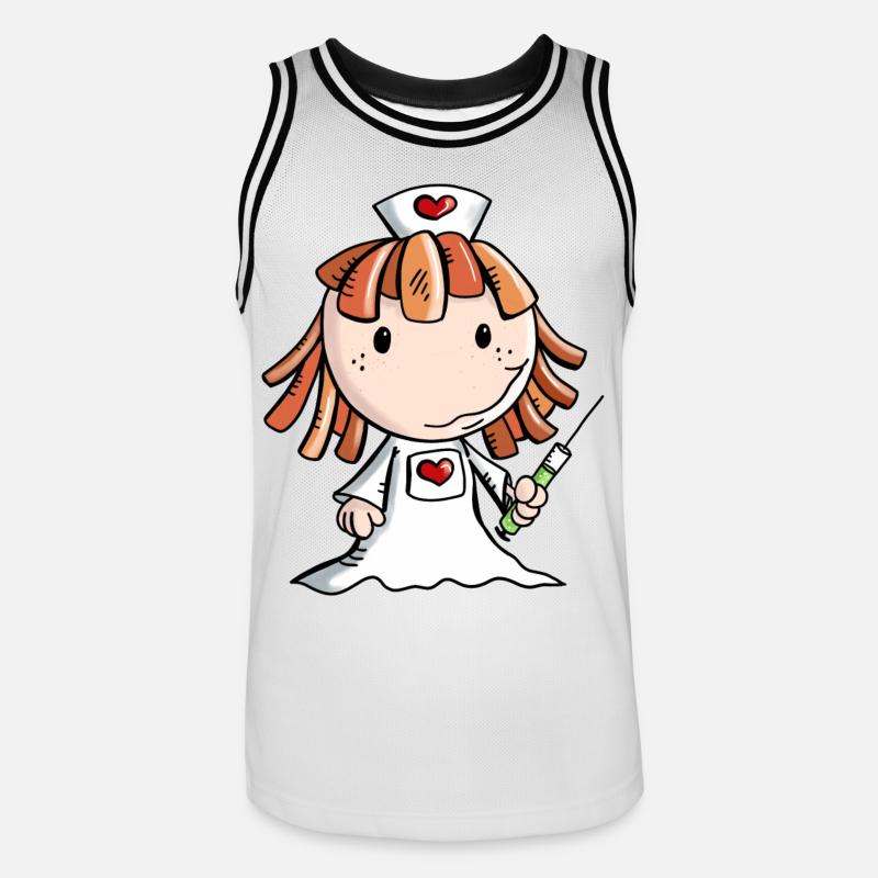 fumetto Infermiera con il cuore e la siringa - Maglia da basket per uomo - bianco/nero