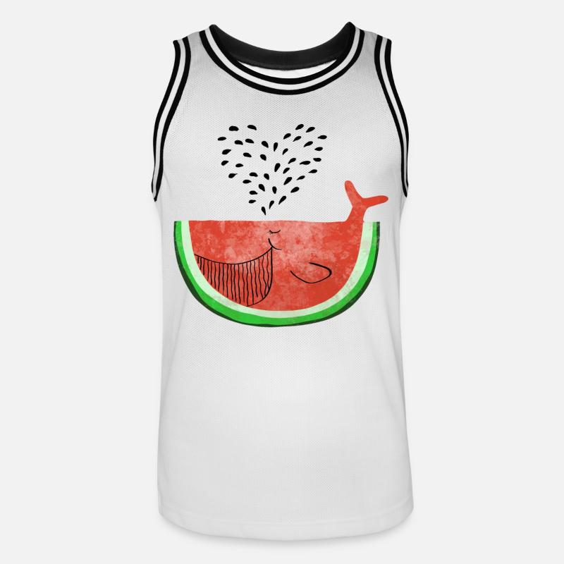 Pastèque Wal - melon Walvis - Fruit -Love - Maillot de basket Homme - blanc/noir