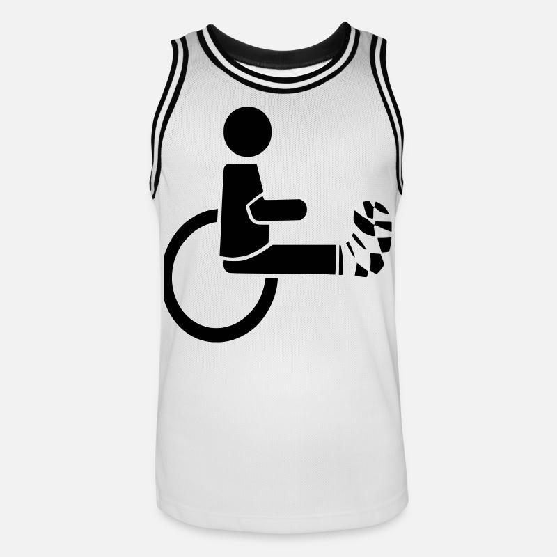 Rollstuhlfahrer mit Bein in Gips # - Männer Basketball-Trikot - Weiß/Schwarz